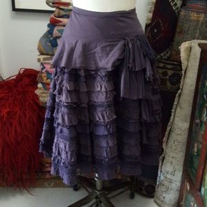 Vintage Anthropologie Ruffle Eggplant Skirt Size 4